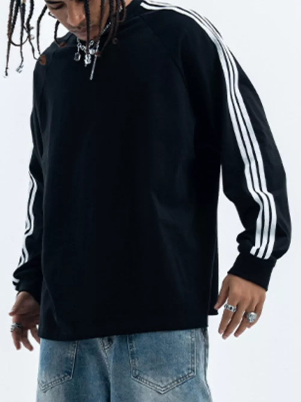 Men's Striped Round Neck Long Sleeve T-Shirt, image 3