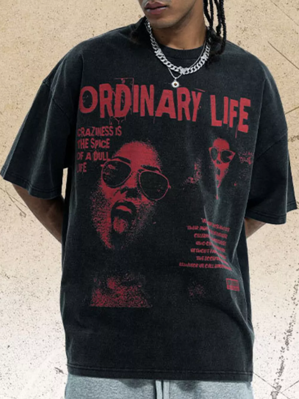Men's Vintage Graphic Print Oversized T-Shirt, image 3