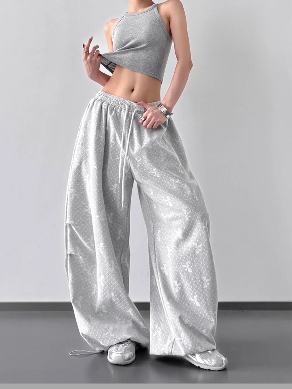Wide Leg Casual Drawstring Pants, image 4