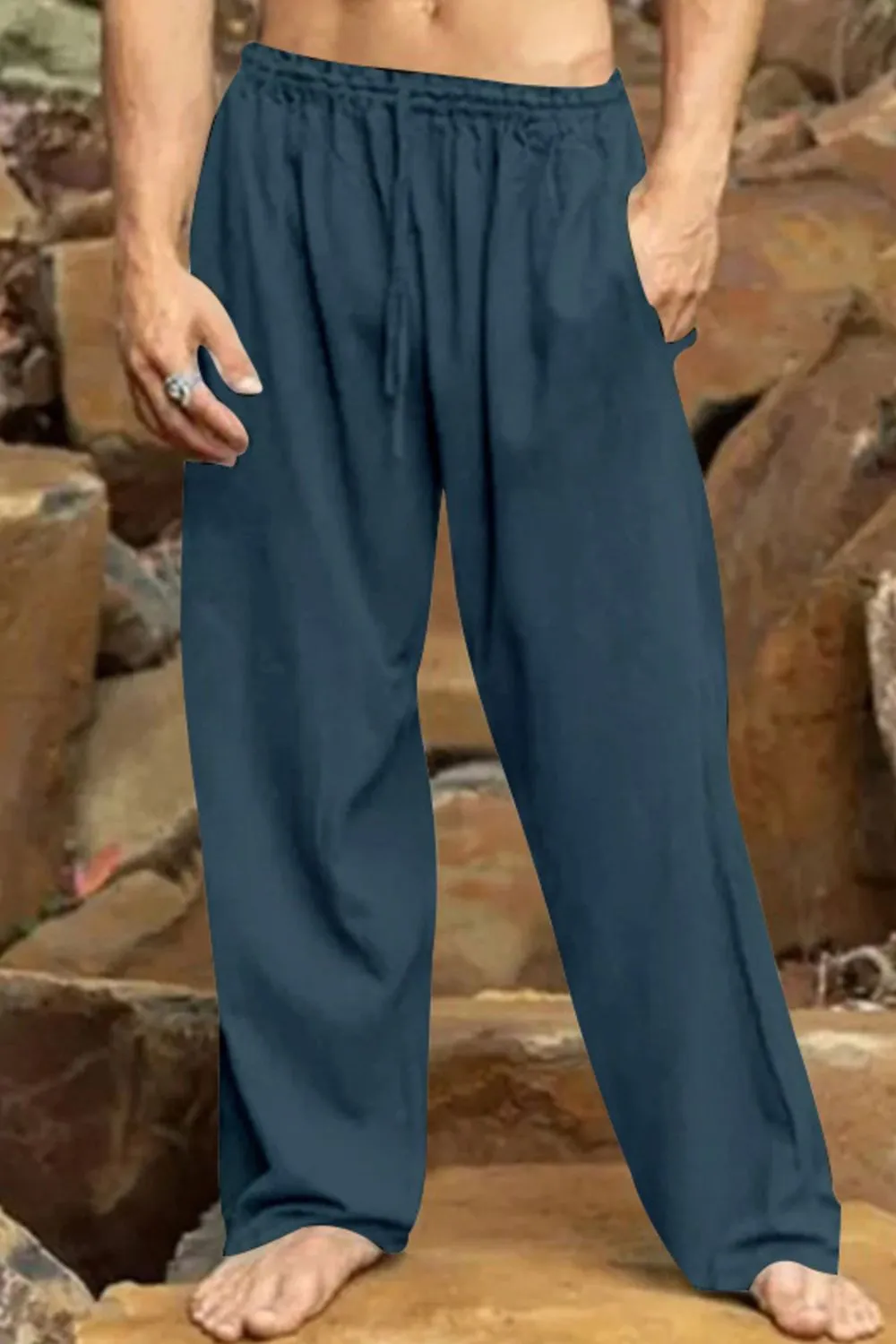 Men's Full Size Relaxed Fit Drawstring Casual Pants Plus Size, image 5