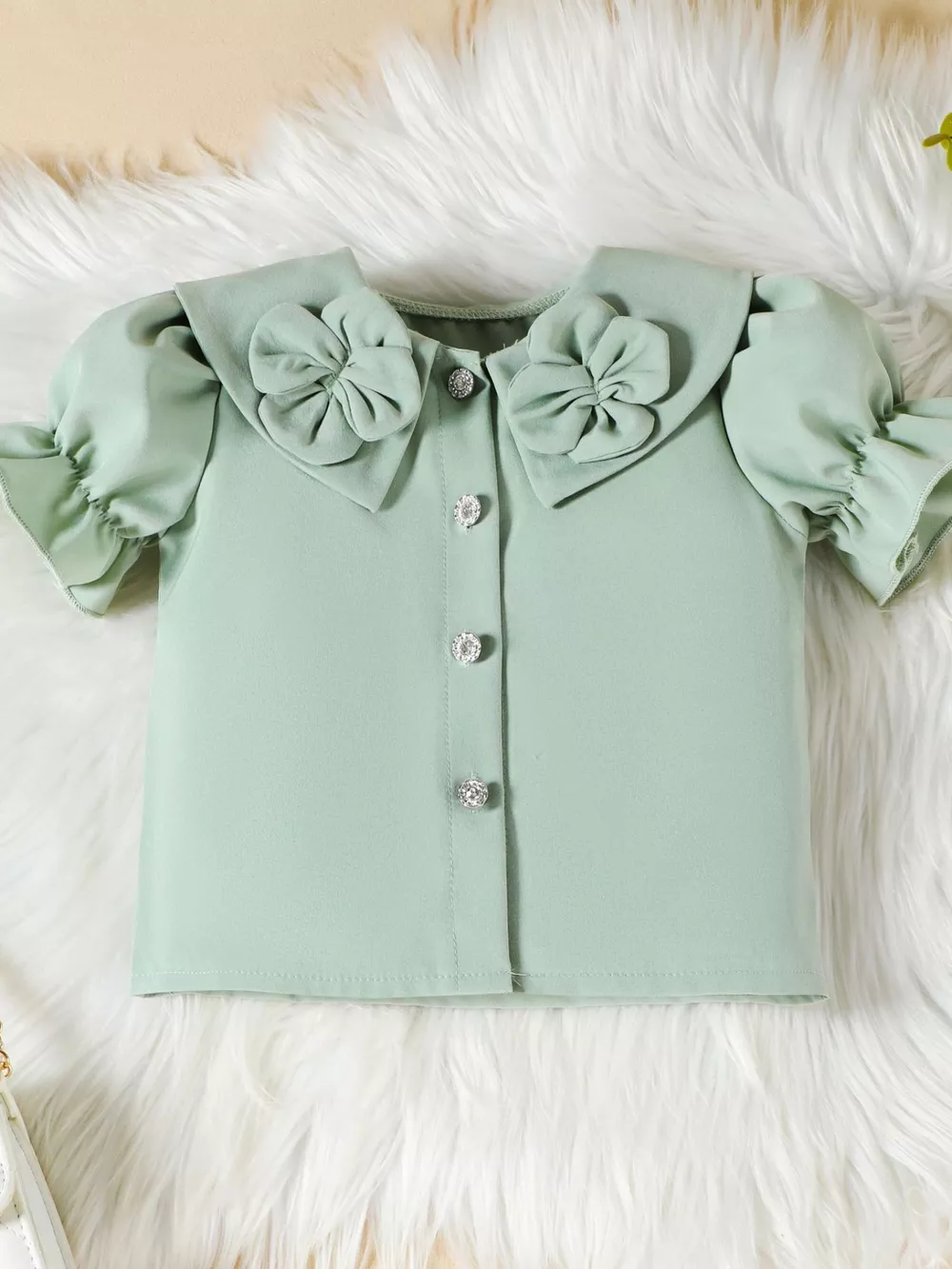 Children's Floral Decor Ruffle Trim Top & Pants Set, image 7