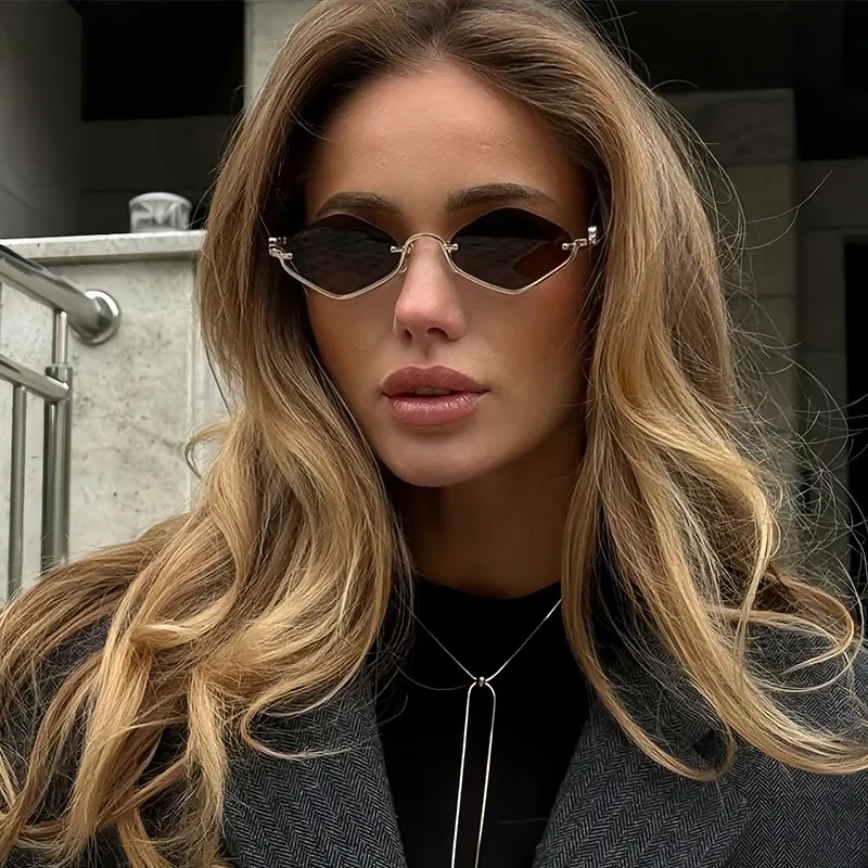 Cat Eye Sunglasses with Gold Metal Frame