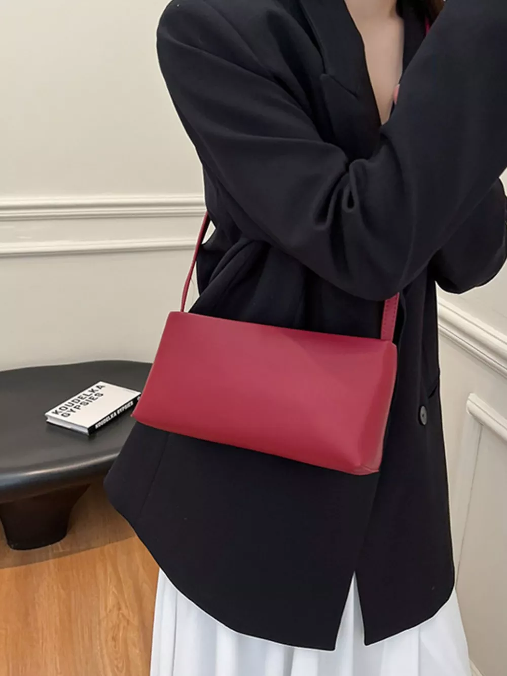 Leather Rectangular Shoulder Bag, image 6