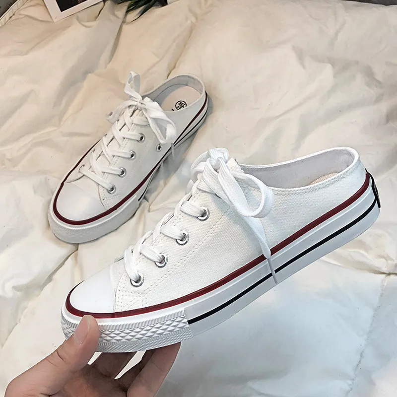 Round Toe Lace-Up Canvas Sneakers, image 3