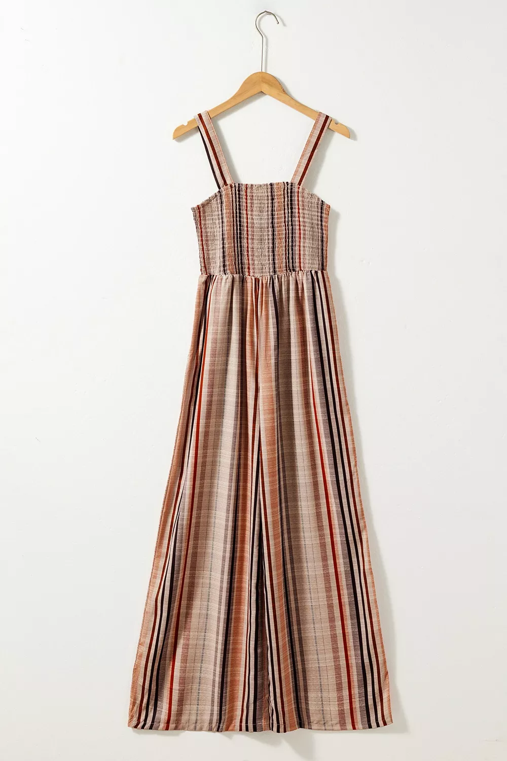 Stripe Square Neck Sleeveless Smocked Bodice Wide Leg Jumpsuit, image 6
