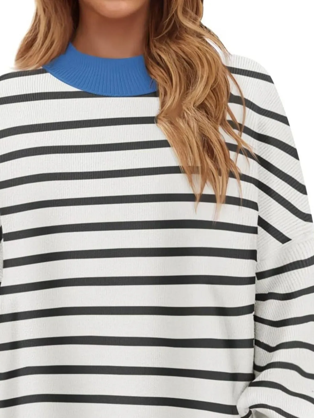 Striped Round Neck Long Sleeve Sweater, image 12