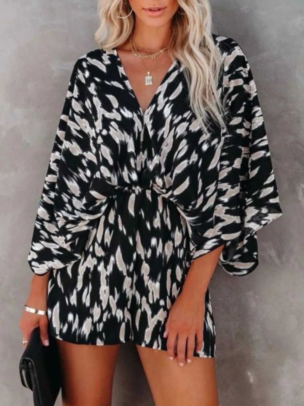 Oversized Tied Back Printed Romper, image 7