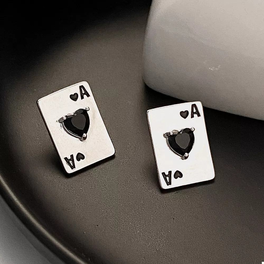 Poker Card Ace of Hearts Stud Earrings, image 3