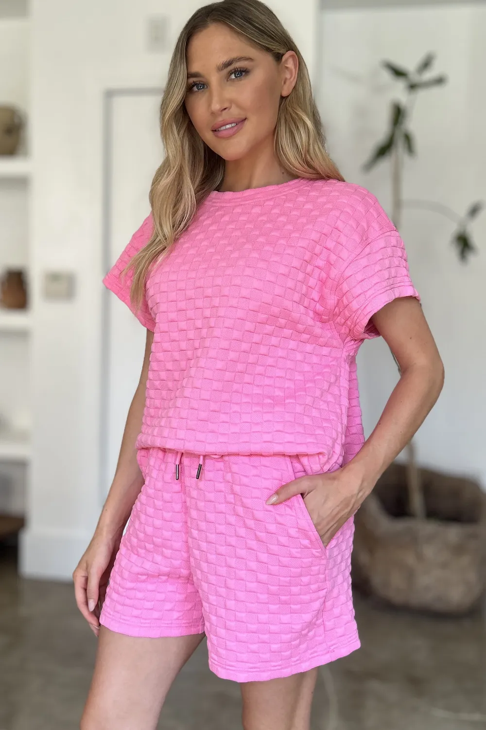 Full Size Texture T-Shirt and Shorts Set, image 15