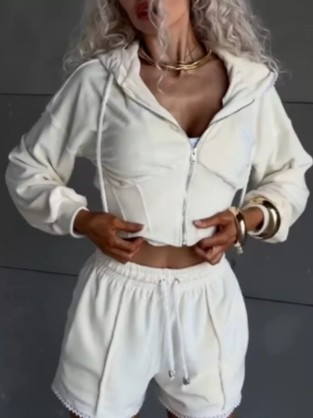 Zip Up Hooded Outerwear and Shorts Set, image 8