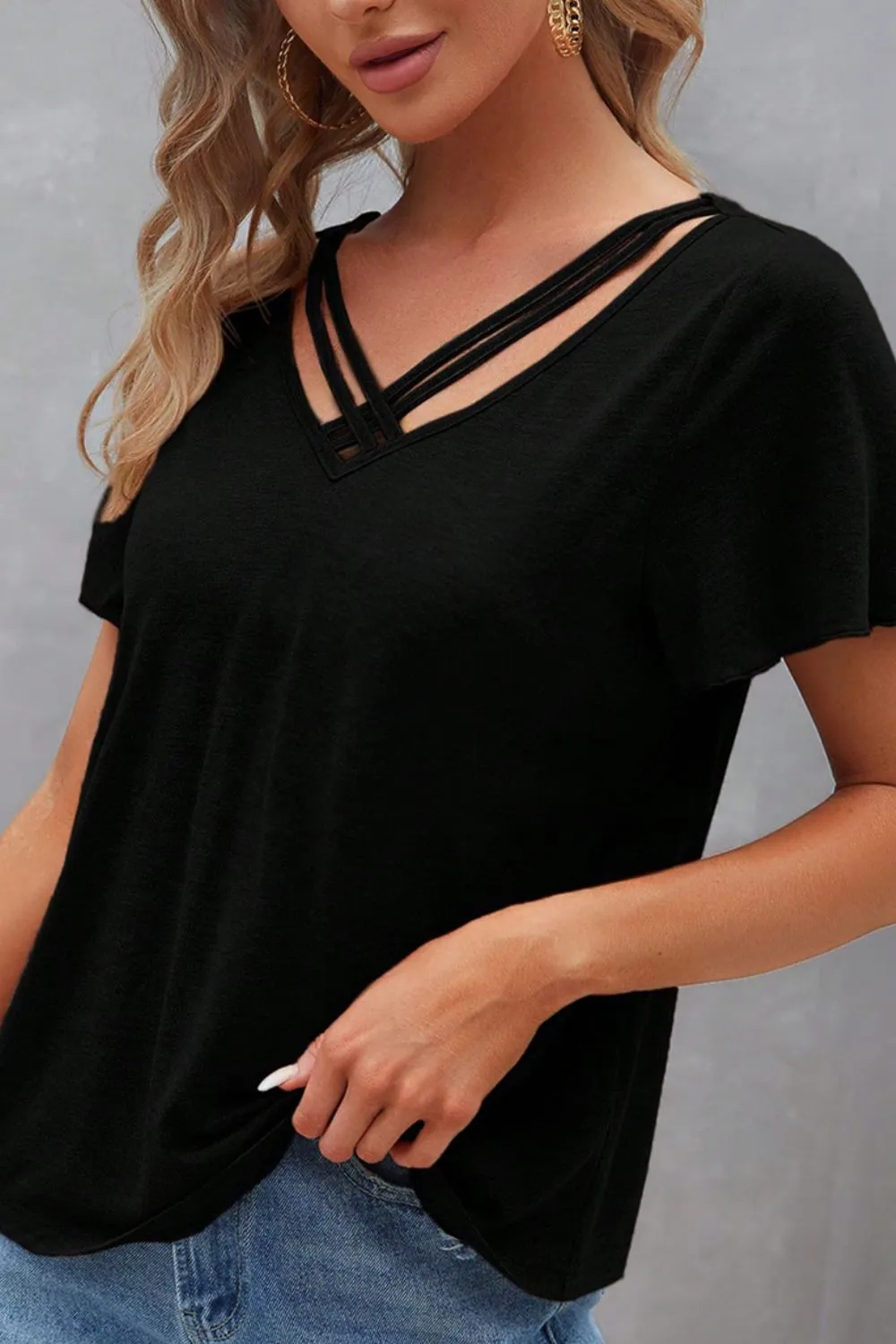 V-Neck Short Sleeve T-Shirt, image 8