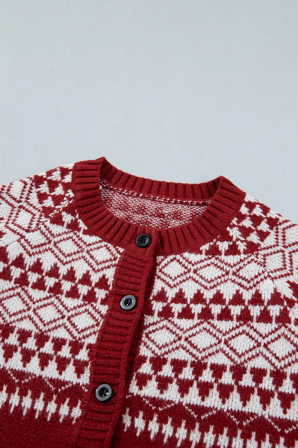 Geometric Print Button Front Long Sleeve Knitwear Cardigan, image 10