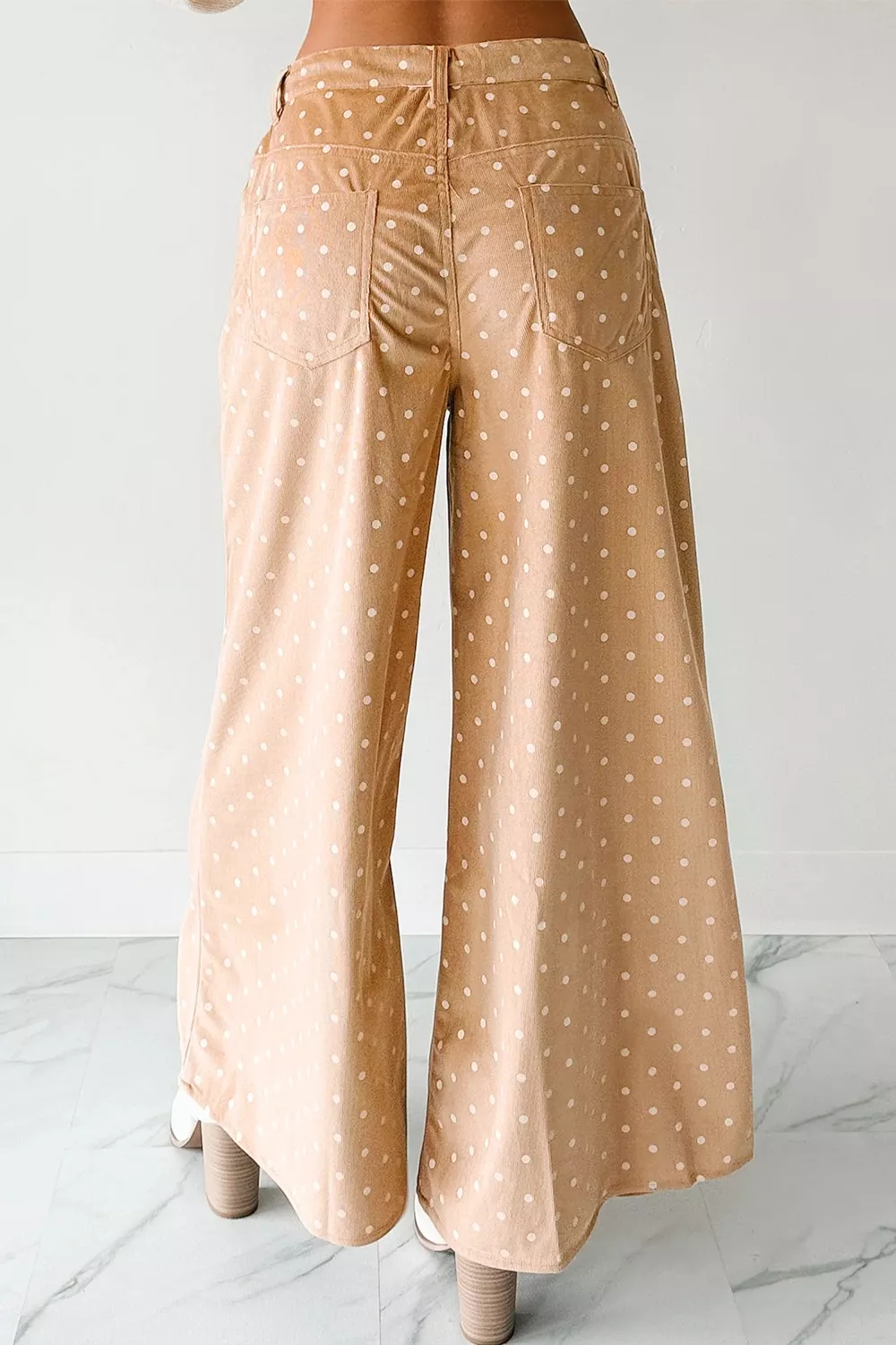 Polka Dot Print Drawstring Wide Leg Pants, image 3