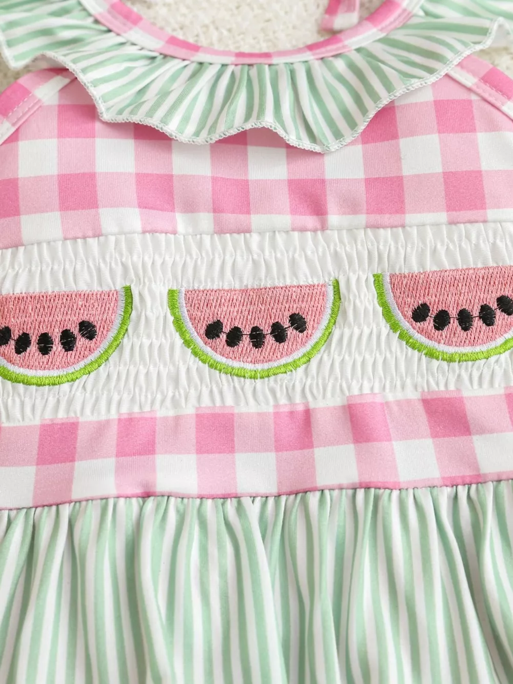 Children's Watermelon Gingham Ruffle One-Piece, image 4