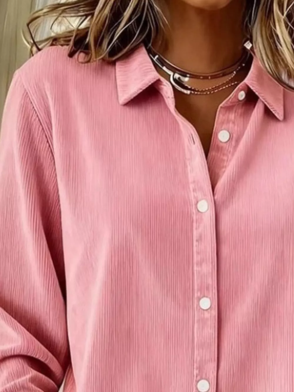 Full Size Corduroy Button-Down Shirt Plus Size, image 5