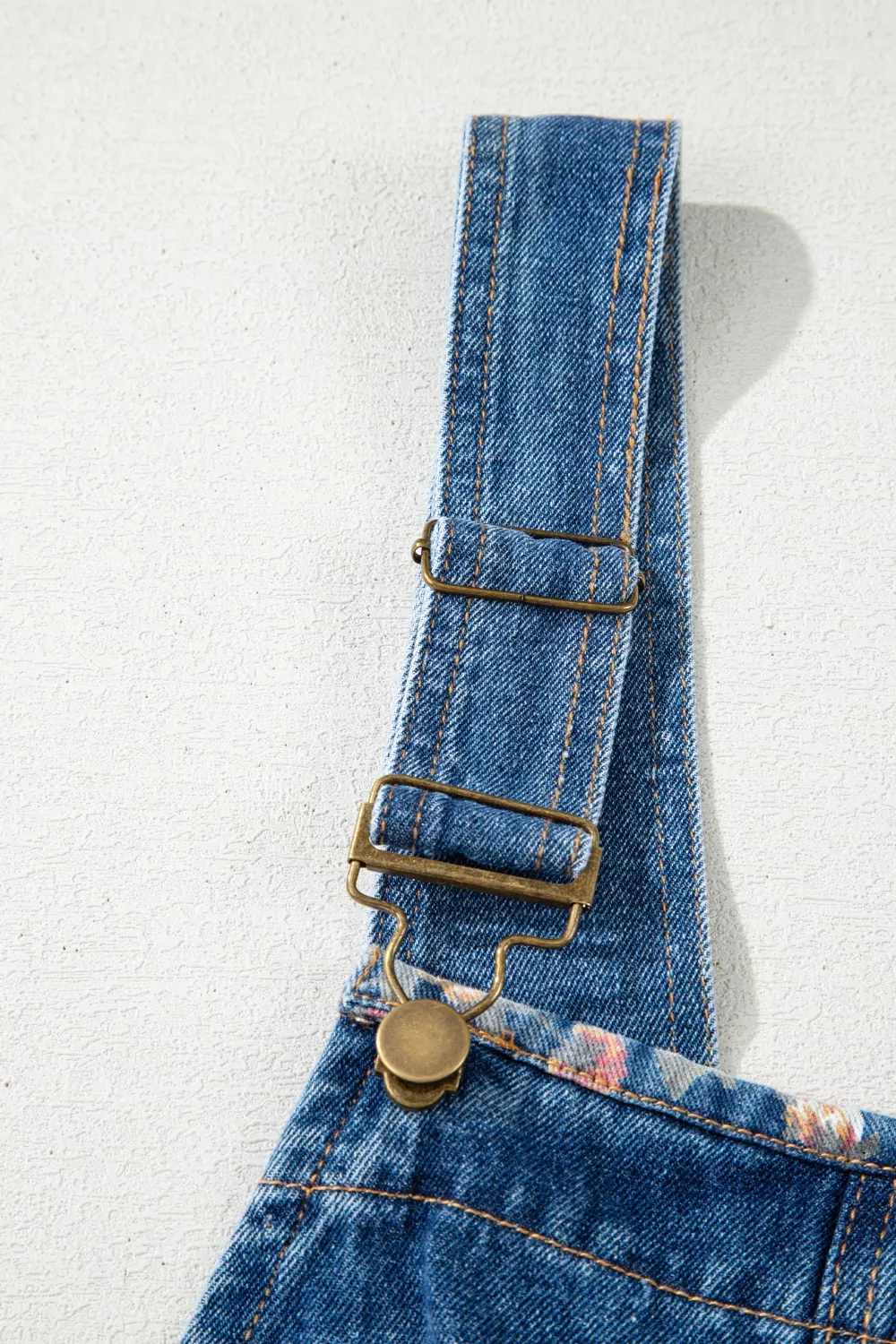 Vintage Rose Printed Pleated Loose Denim Overall, image 7