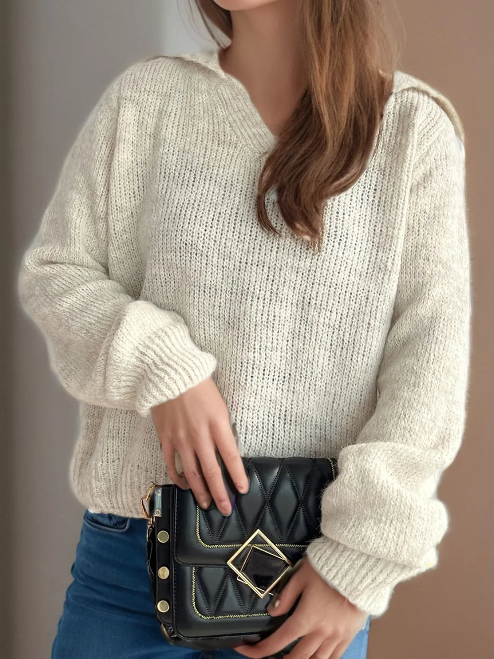 Collared Neck Long Sleeve Sweater, image 5