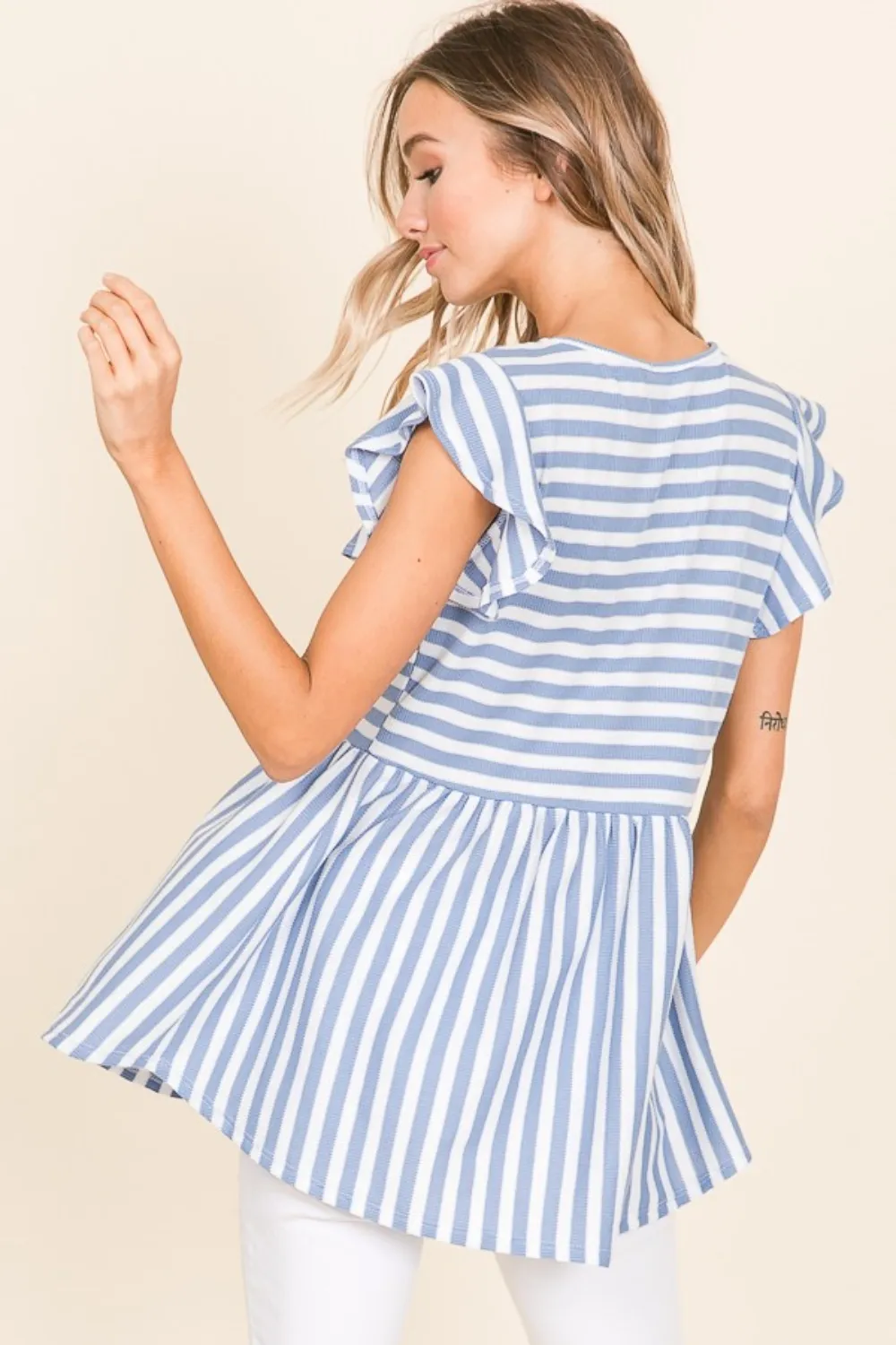 Striped Round Neck Blouse, image 2