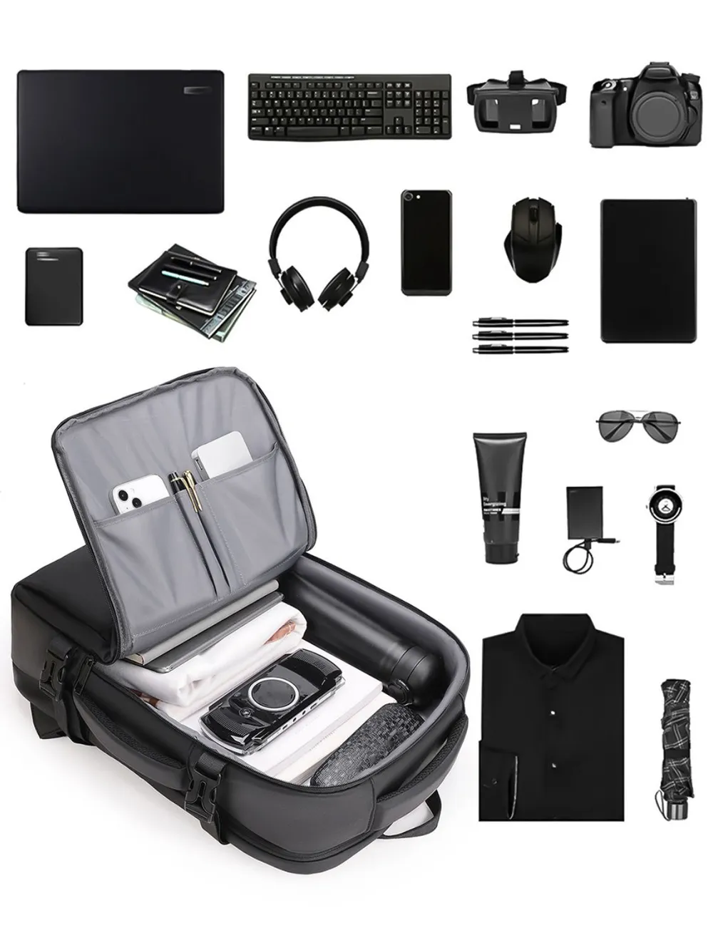 Multi-Pockets Adjustable Straps Backpack Bag, image 10