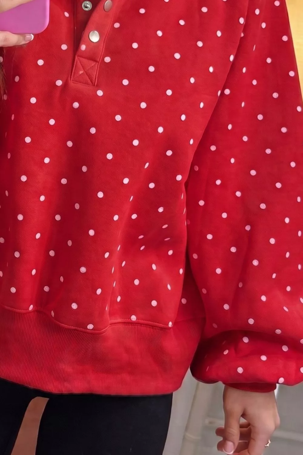 Polka Dot Snap-Button Sweatshirt, image 2