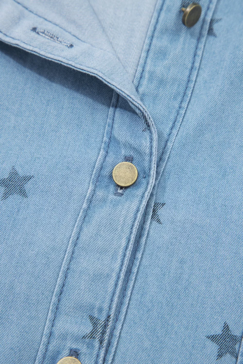 Double Chest Pocket Short Sleeve Denim Shirt, image 8