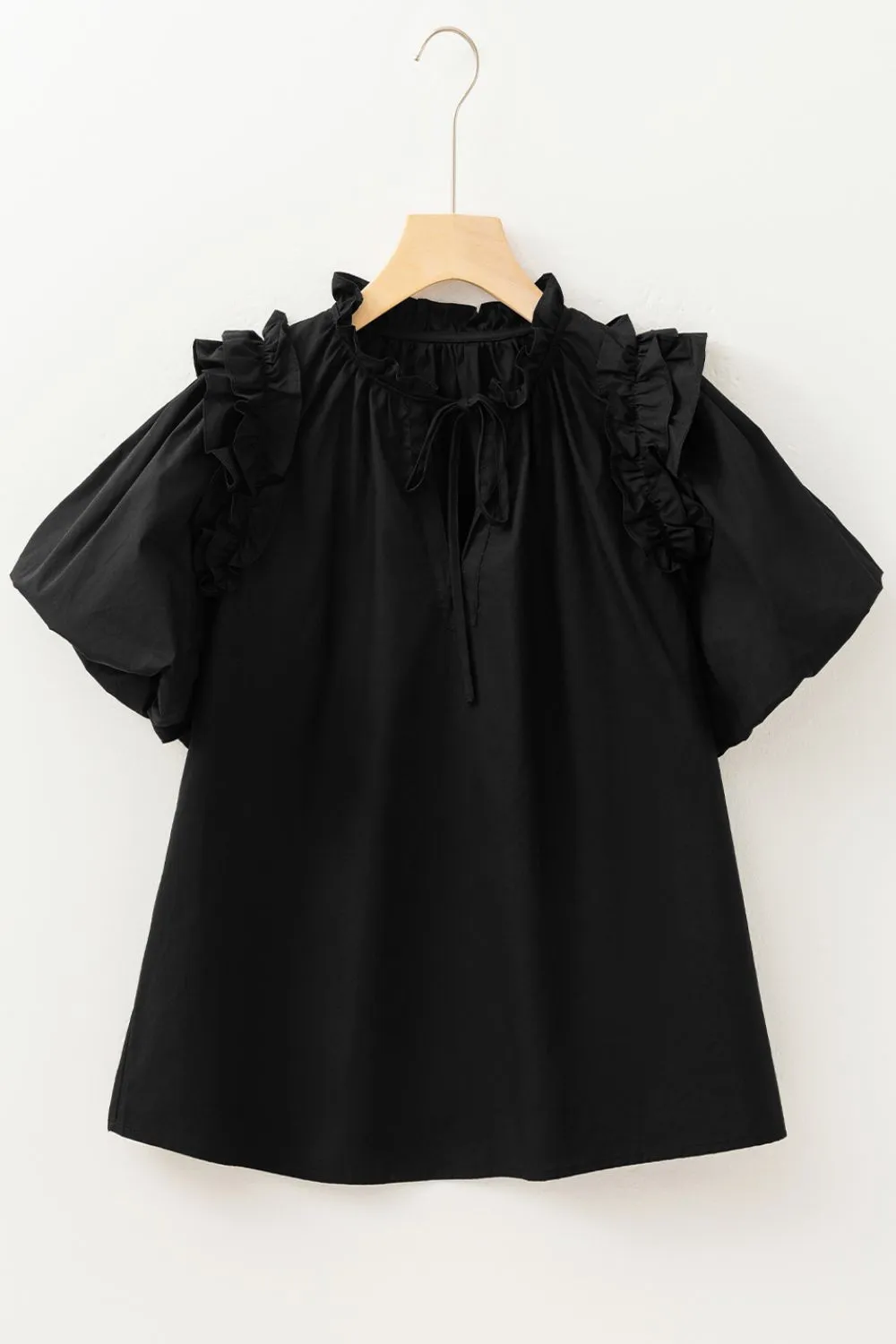 Ruffled Puff Short Sleeve Loose Blouse, image 8