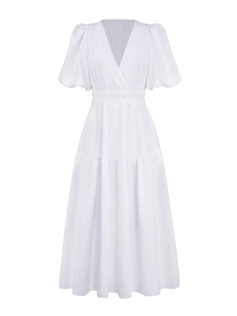 Elegant Puff Sleeve V-Neck Midi Dress, image 21