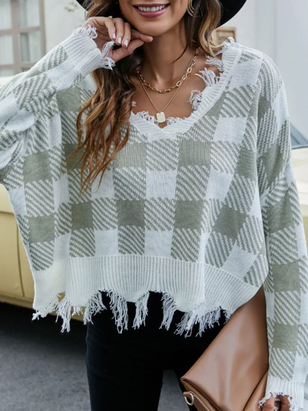 Frayed Hem Long Sleeve Sweater, image 10