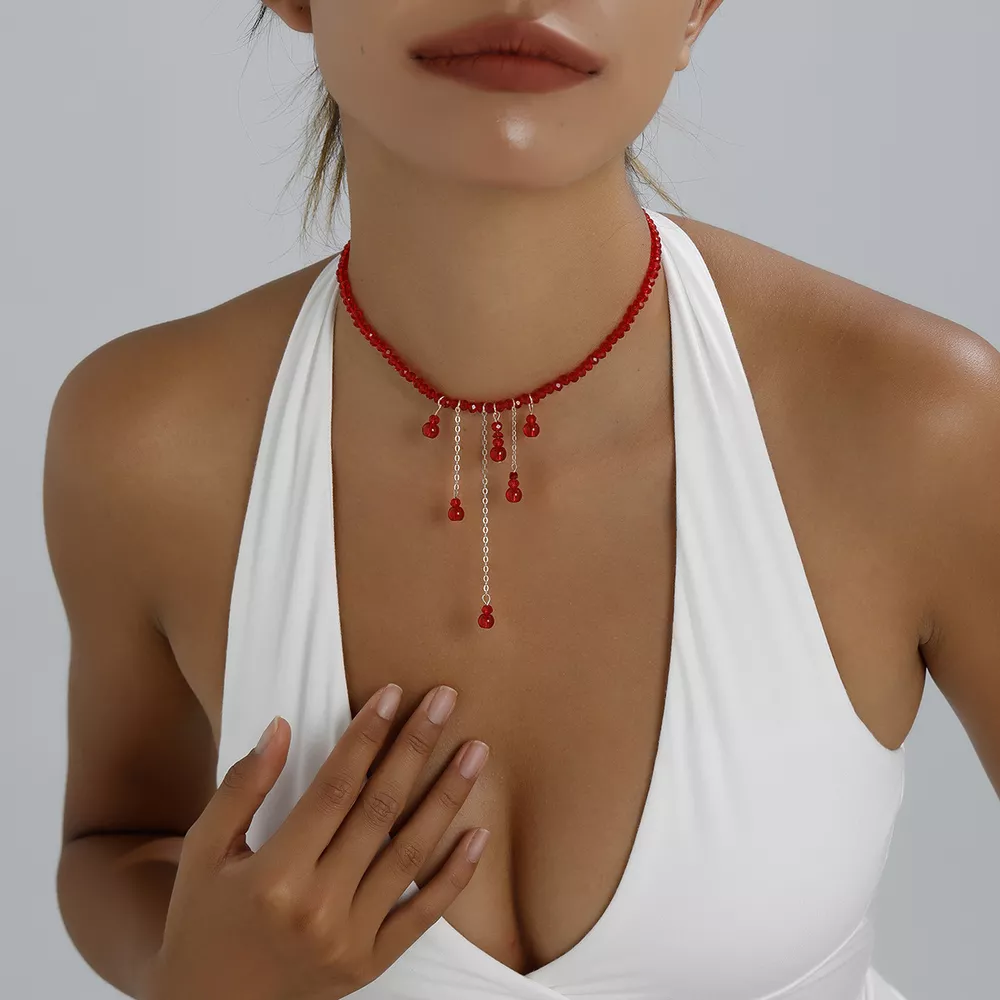 Gothic Beaded Tassel Necklace