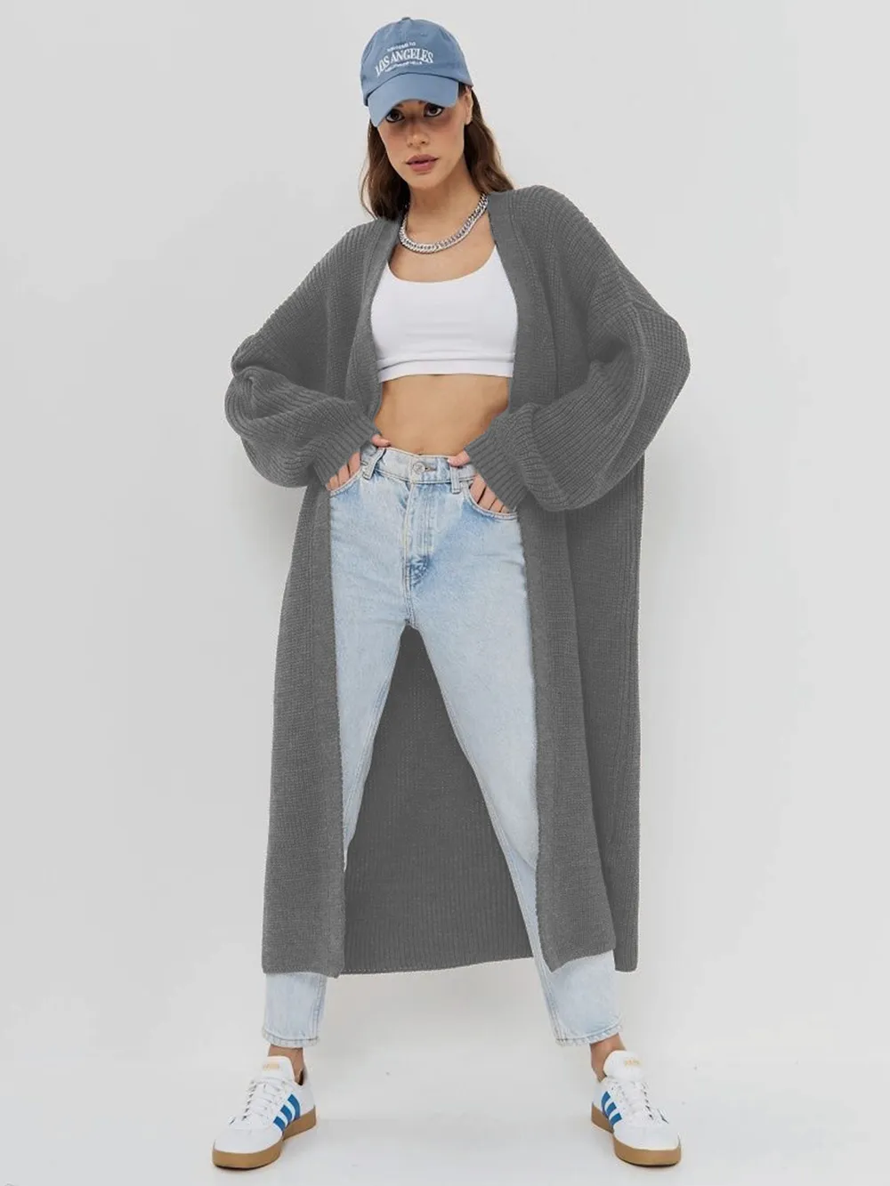 Open Front Long Sleeve Longline Cardigan, image 11