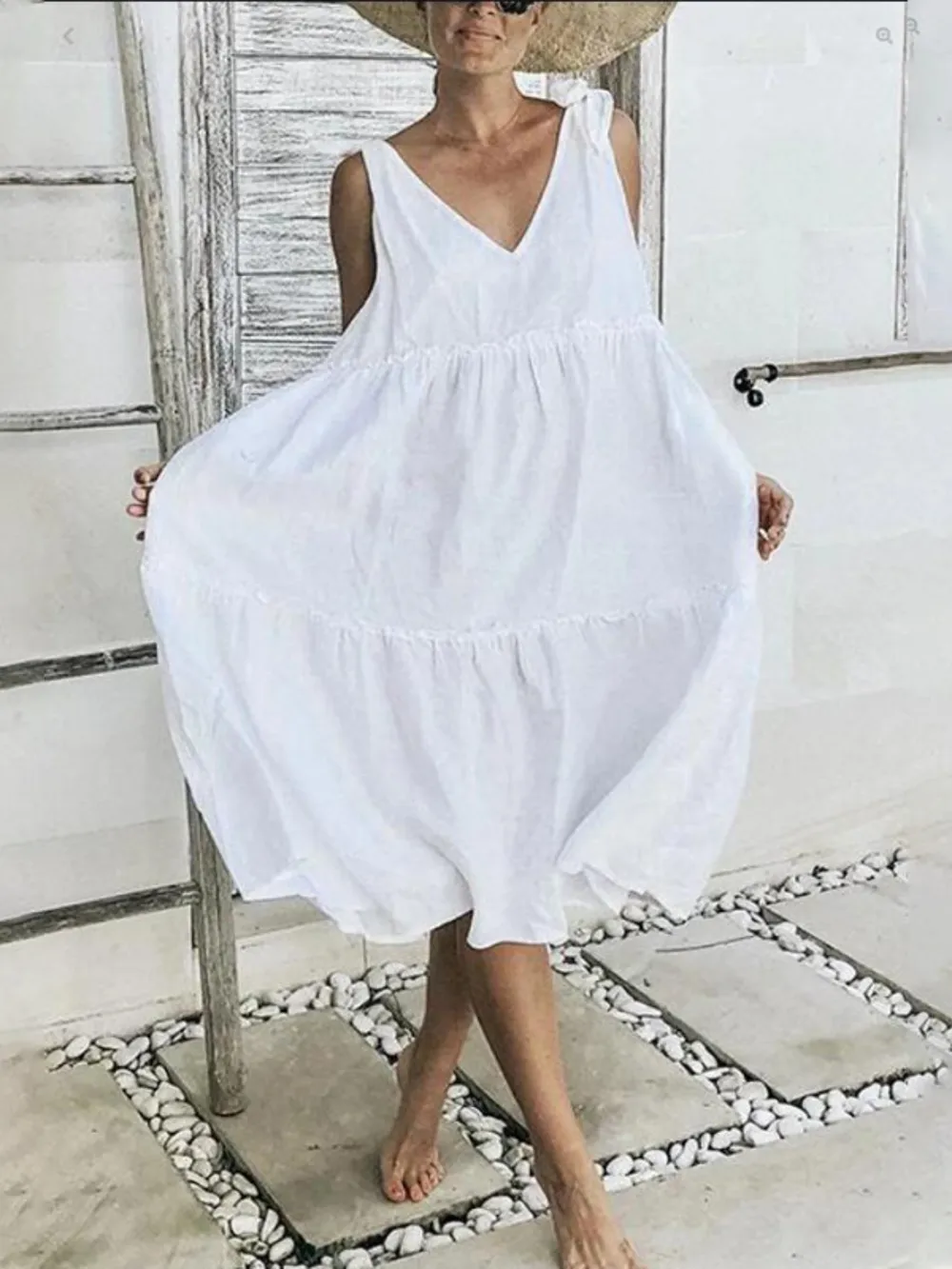 Colorblock Tiered Midi Tank Dress, image 10