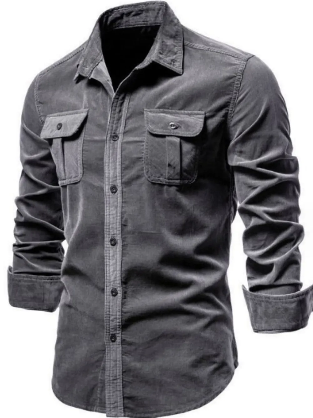 Men's Full Size Collared Neck Button Down Shirt with Chest Pockets Plus Size, image 7