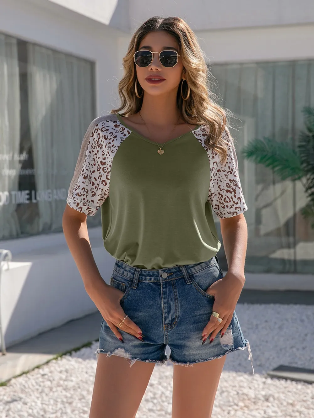 Leopard Round Neck Short Sleeve T-Shirt, image 15