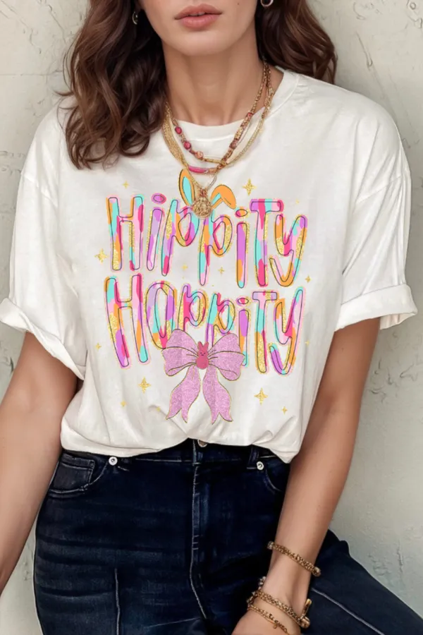 HIPPITY HOPPITY Round Neck Short Sleeve T-Shirt