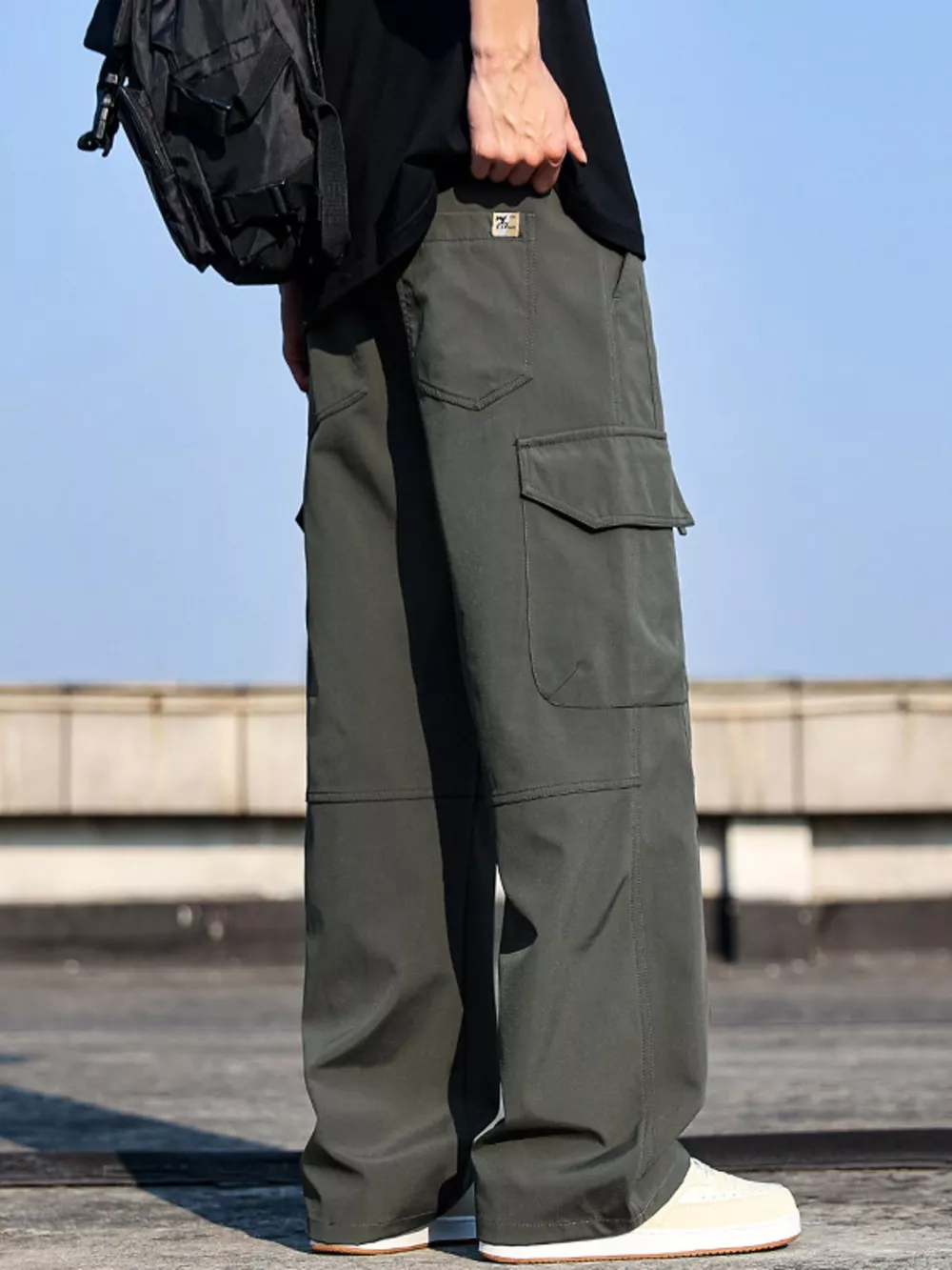 Men's Plus Size Cargo Wide Leg Pants, image 7