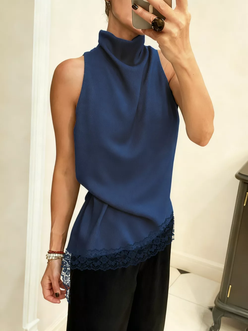 High Neck Lace Trim Cami, image 11