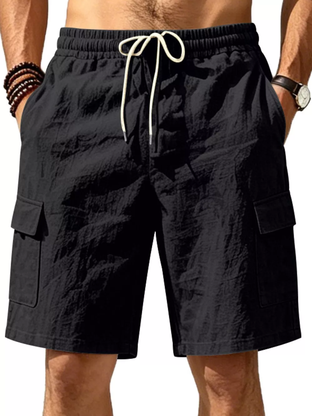 Men's Plus Size Casual Cargo Shorts with Drawstring Waist, image 14