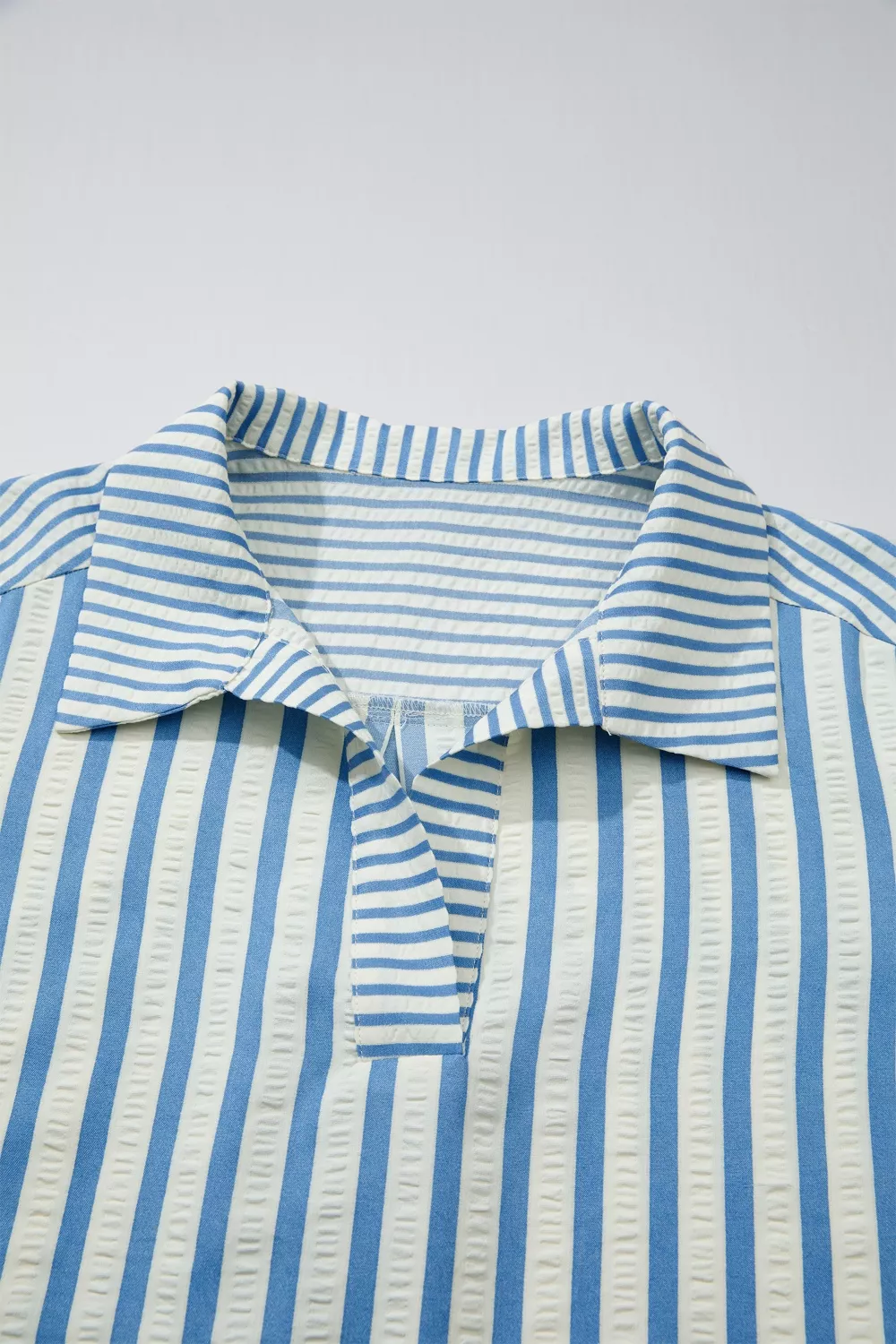 Stripe 3/4 Sleeve Collared Neck Blouse, image 6