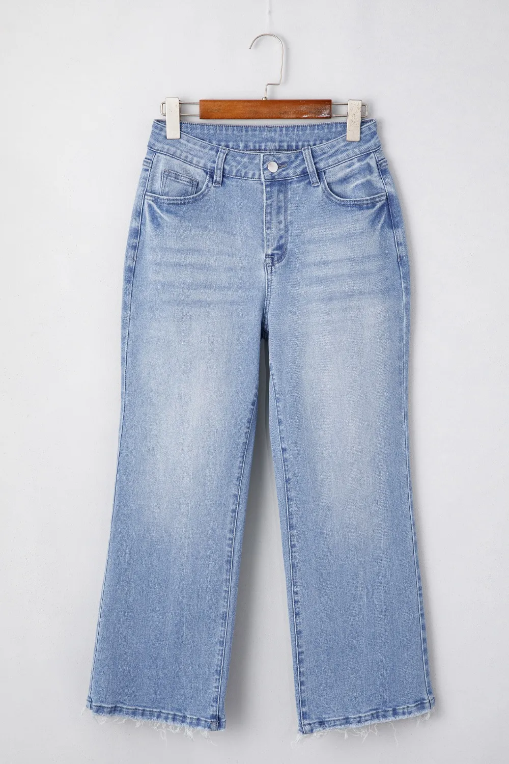Mineral Wash Raw Hem High Waist Flared Jeans, image 14