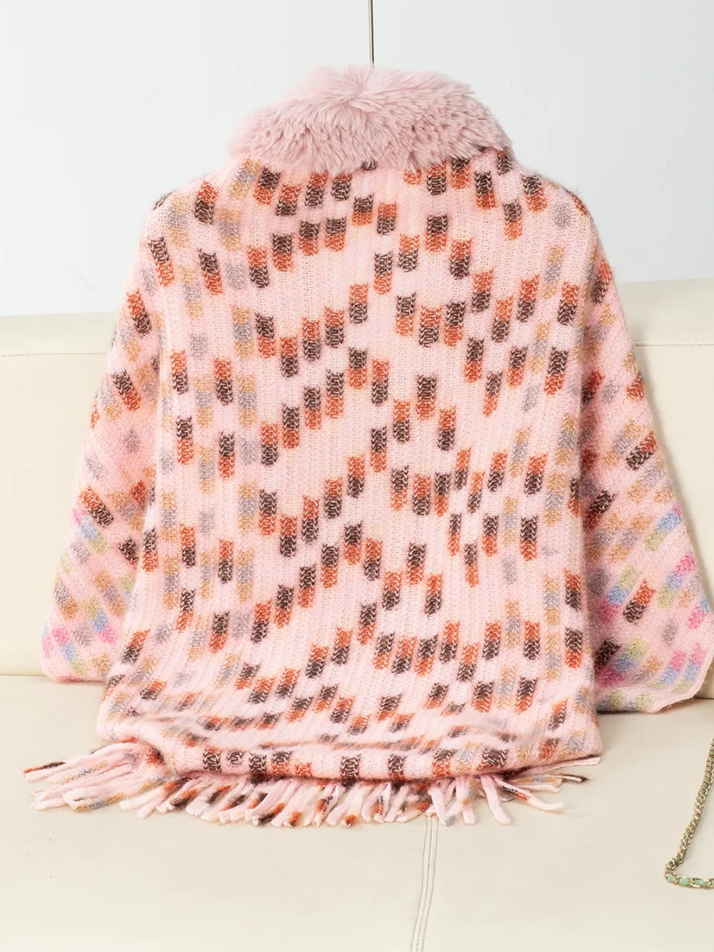 Fringe Fuzzy Open Front Poncho, image 10