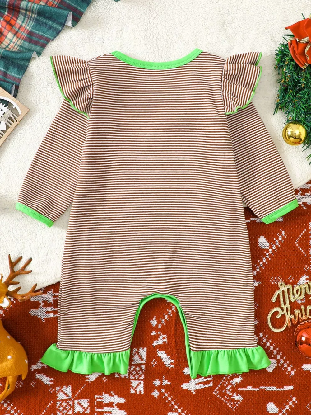 Children's Christmas-Themed Striped Snapped Legs Jumpsuit, image 18