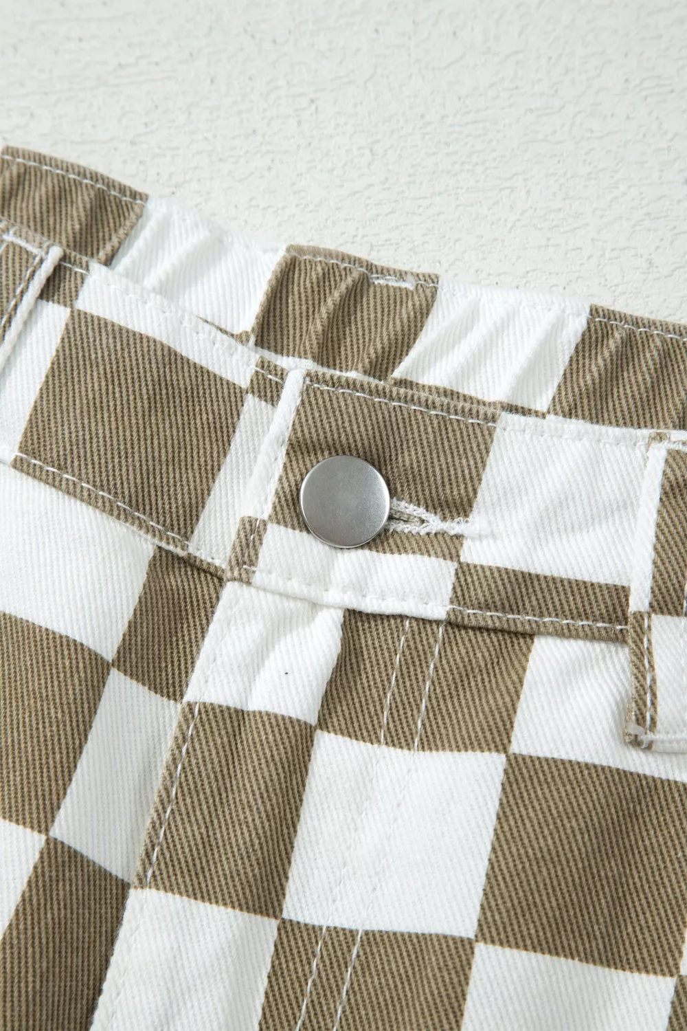Checkered Print Denim Barrel Pants, image 8