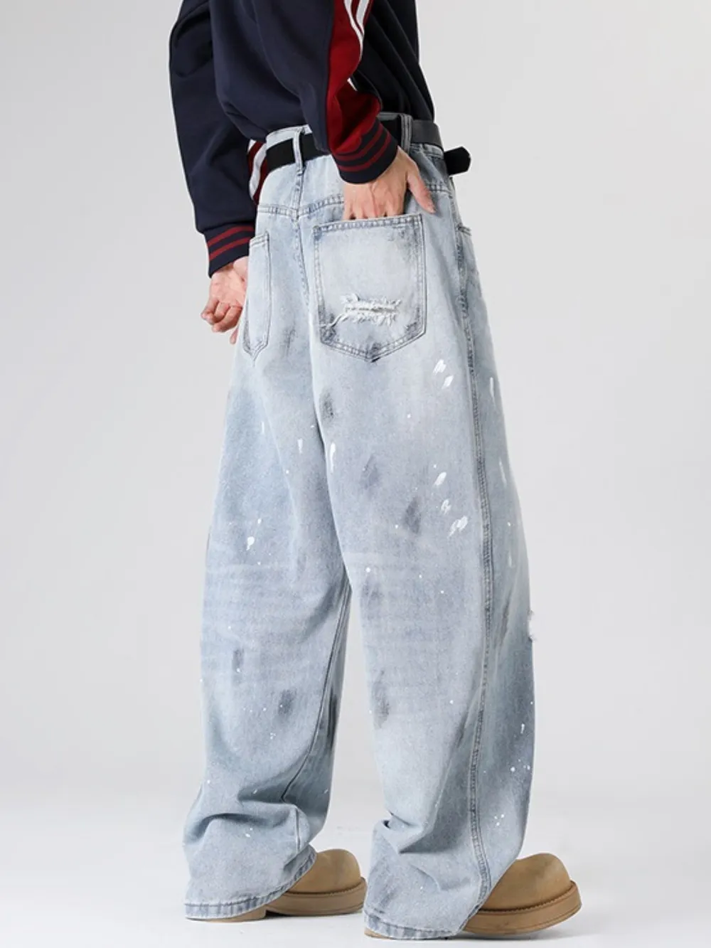 Men's Full Size Distressed Wide Leg Jeans Plus Size, image 5