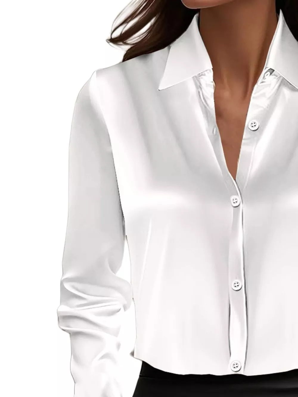 Full Size Button Down Collared Neck Long Sleeve Shirt Plus Size, image 10