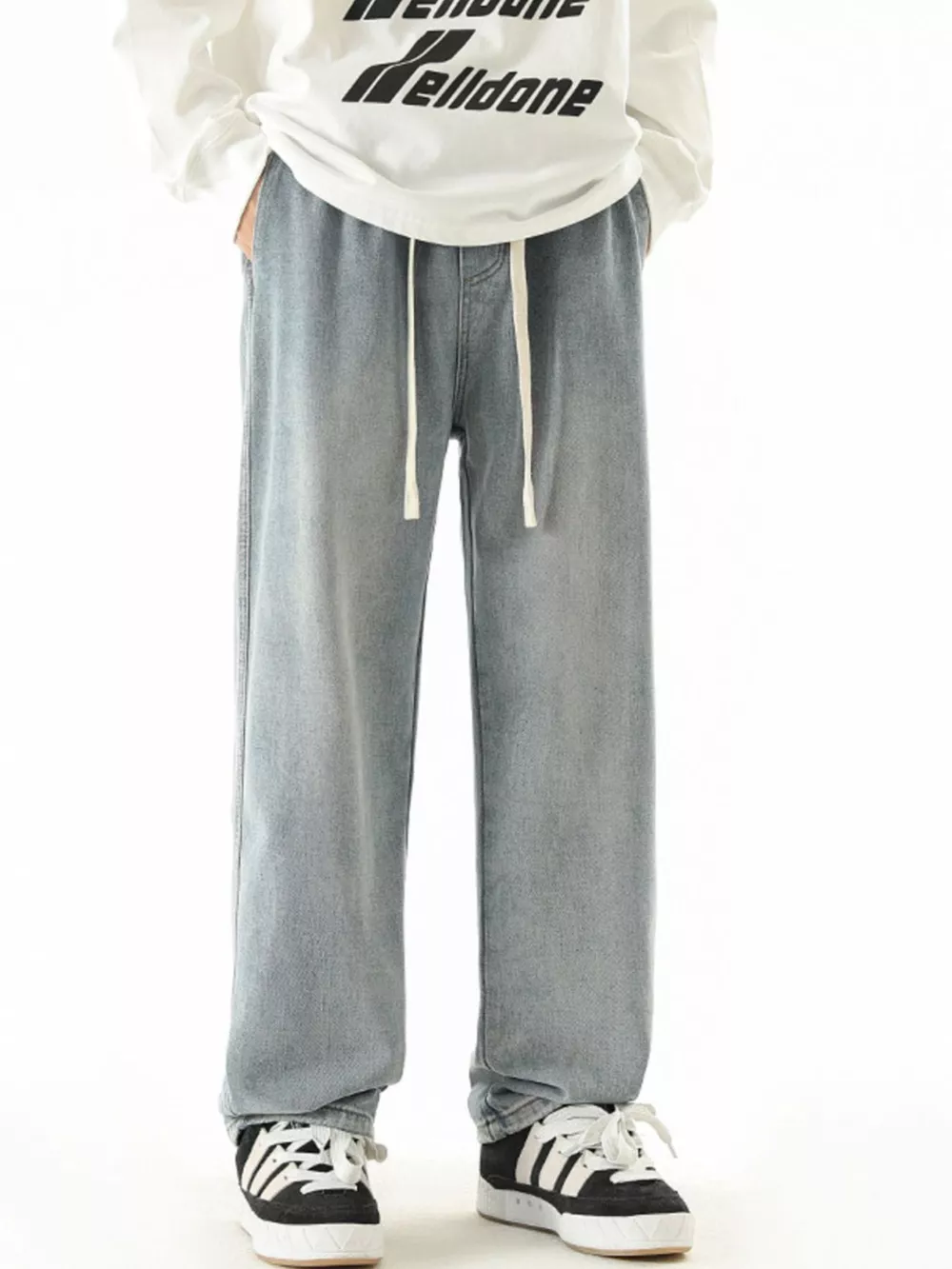 Men's Full Size Wide Leg Drawstring Jeans Plus Size, image 6