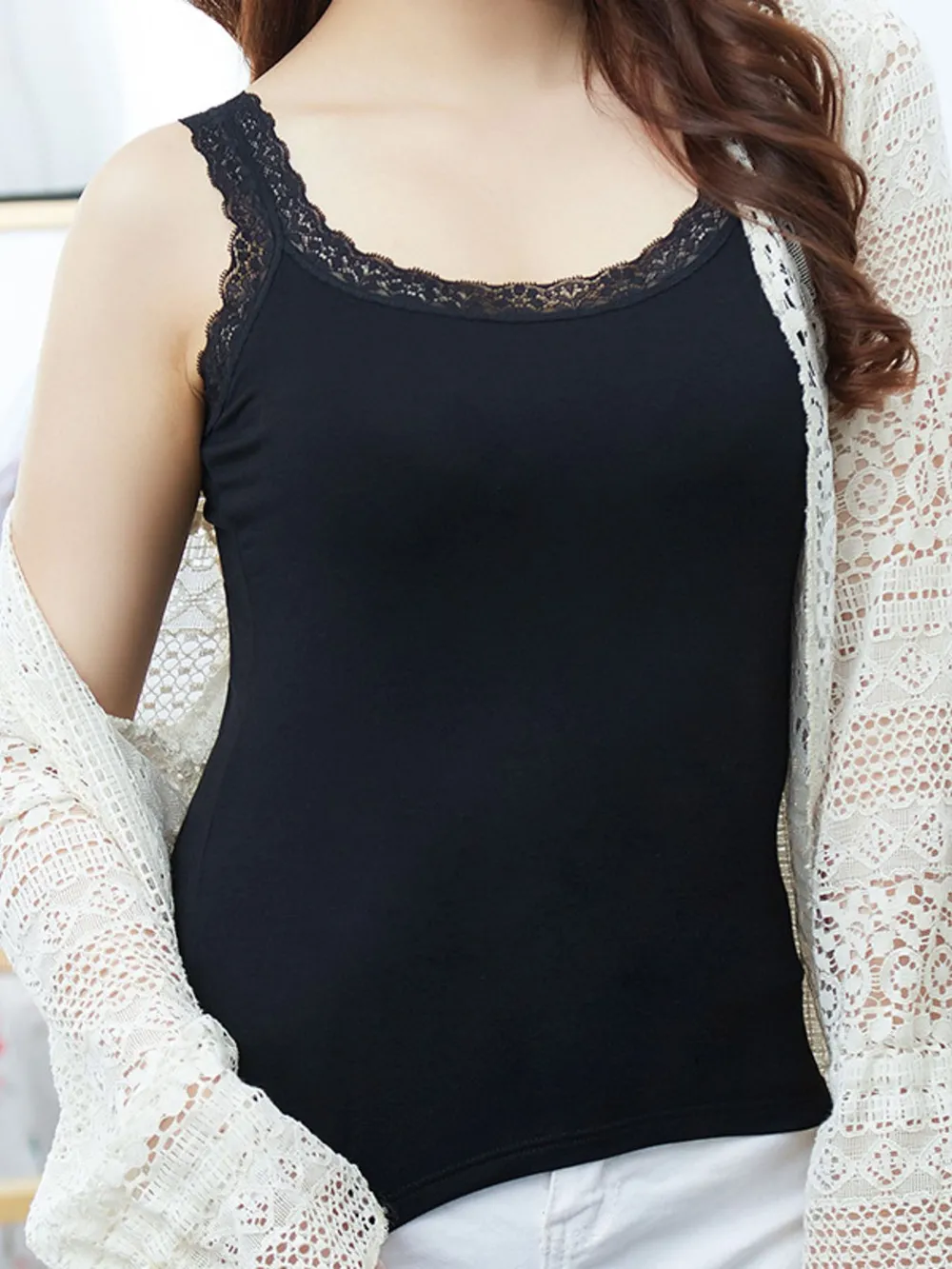 Lace Trim Scoop Neck Cami, image 6