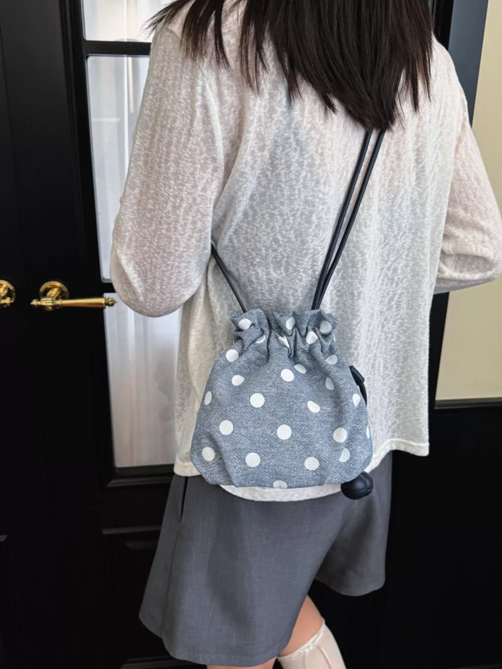 Polka Dot Drawstring Crossbody Bag, image 6