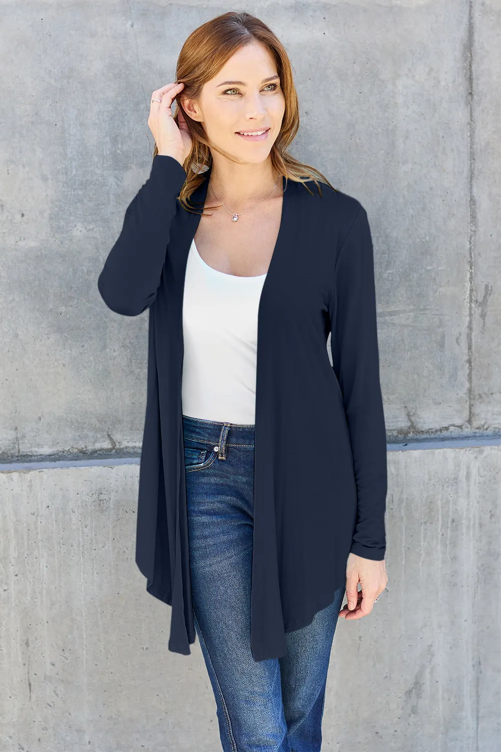Full Size Open Front Long Sleeve Cardigan, image 11