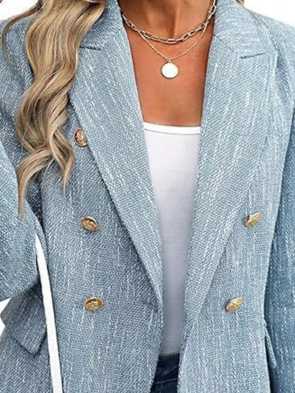 Double-Breasted Lapel Collar Blazer, image 13