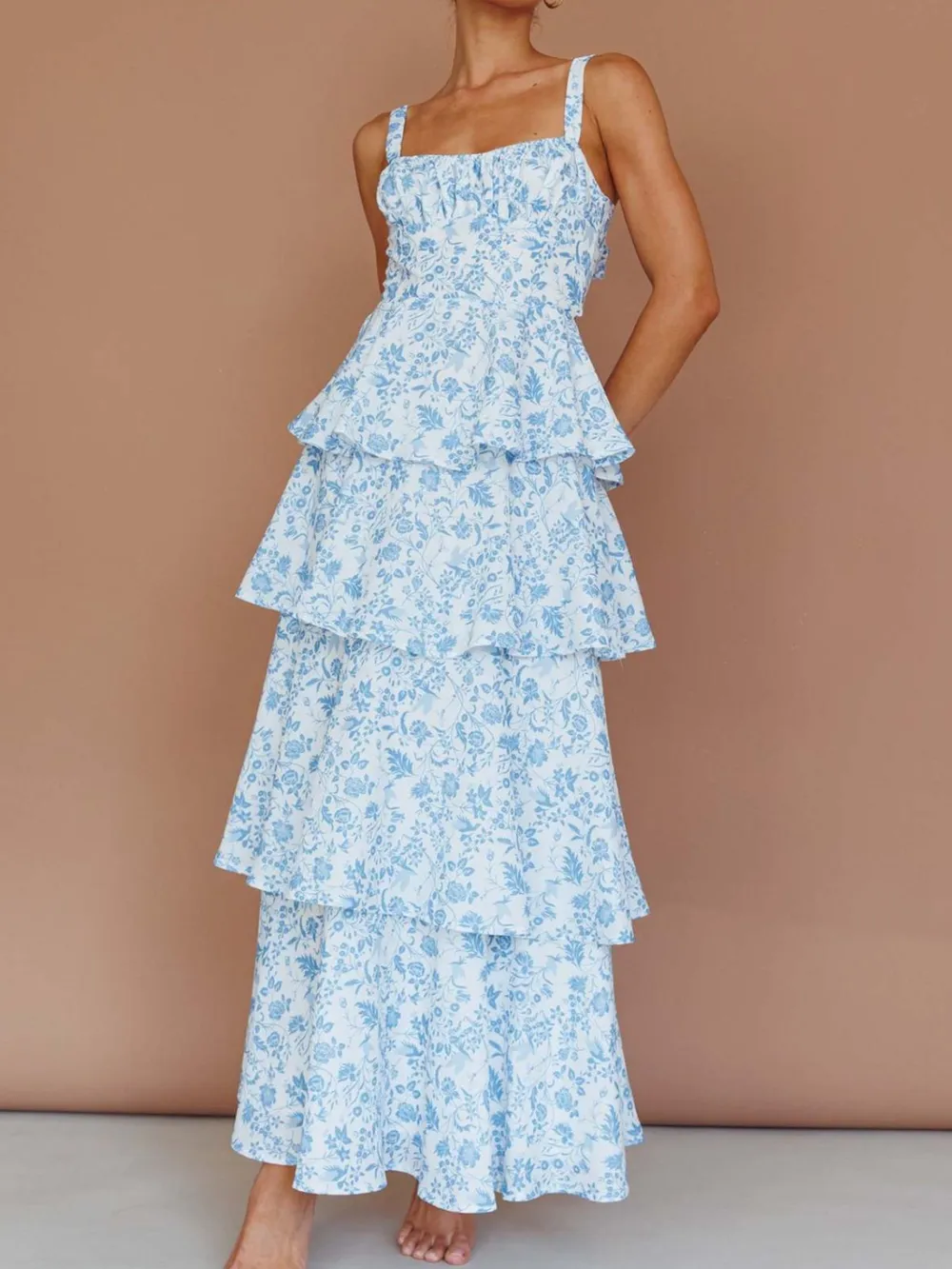 Floral Layered Ruffle Maxi Dress, image 14
